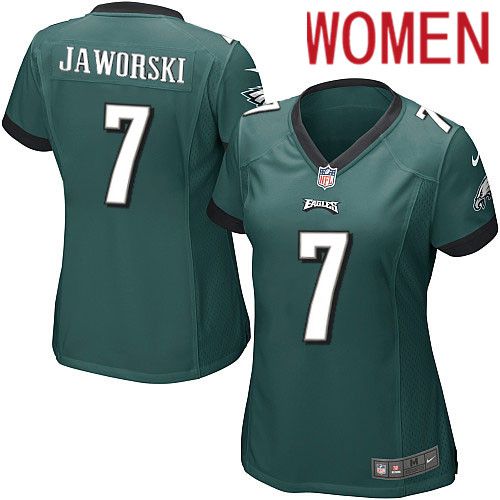 Women Philadelphia Eagles 7 Ron Jaworski Nike Midnight Green Game NFL Jersey